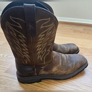 Mens Brown Ariat Square Toe 11 D Western Cowboy Leather Work Boots